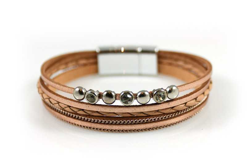 Controverse markering strak Rose gold luxe armband met leer